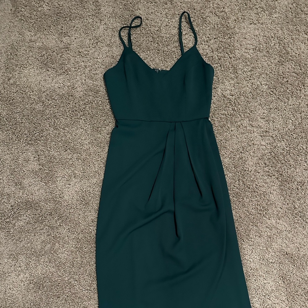 Lulu's Deep Green Midi Dress with Spaghetti Straps - Picture 3 of 7